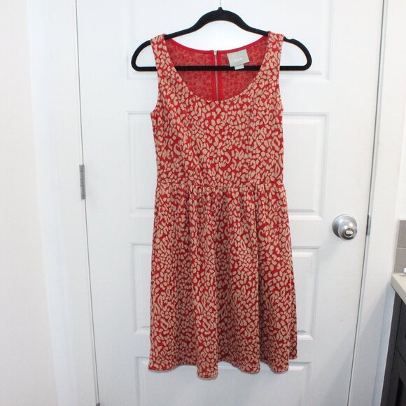 Anthropologie MAEVE Red Caldera Leopard Print Fit & Flare Dress Size XSMALL - Picture 1 of 3